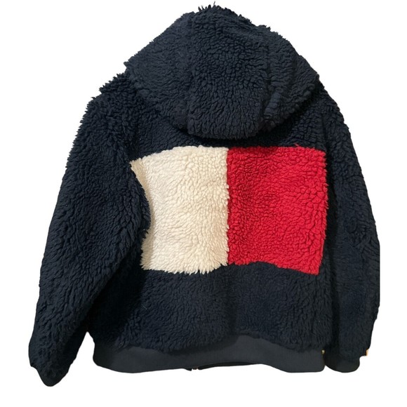 Tommy Hilfiger W’s Full-Zip Navy Sherpa Jacket W Hood Sz Plus 1x‎ Excellent - Picture 2 of 5